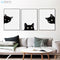 3 Piece Watercolor Black Cat Head Face Animal Posters and Prints Nordic Living Room Wall Art Pictures Home Decor Canvas Painting-13x18 cm No Frame-black cat peek left-JadeMoghul Inc.