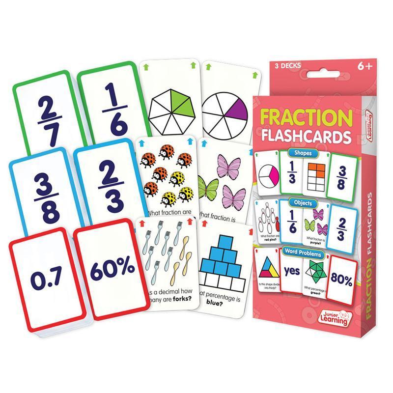 (3 PK) FRACTION FLASH CARDS-Learning Materials-JadeMoghul Inc.