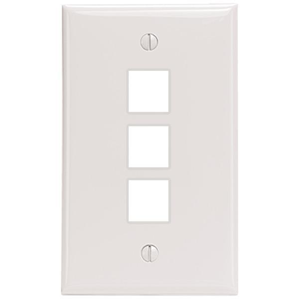 3-Port QuickPort(R) Wall Plate (White)-Cables, Connectors & Accessories-JadeMoghul Inc.