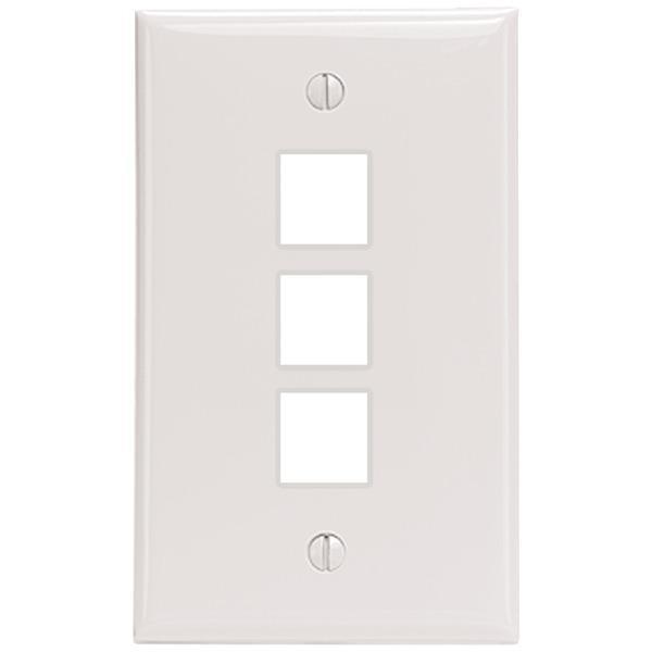 3-Port QuickPort(R) Wall Plate (White)-Cables, Connectors & Accessories-JadeMoghul Inc.