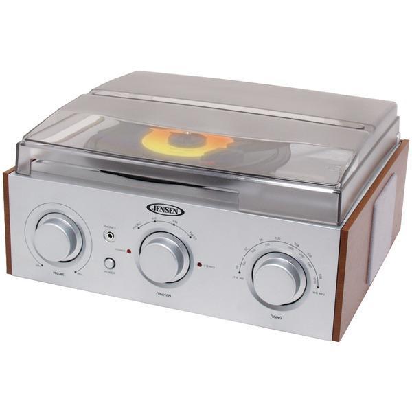 3-Speed Stereo Turntable with AM/FM Receiver & 2 Built-in Speakers-Turntables-JadeMoghul Inc.