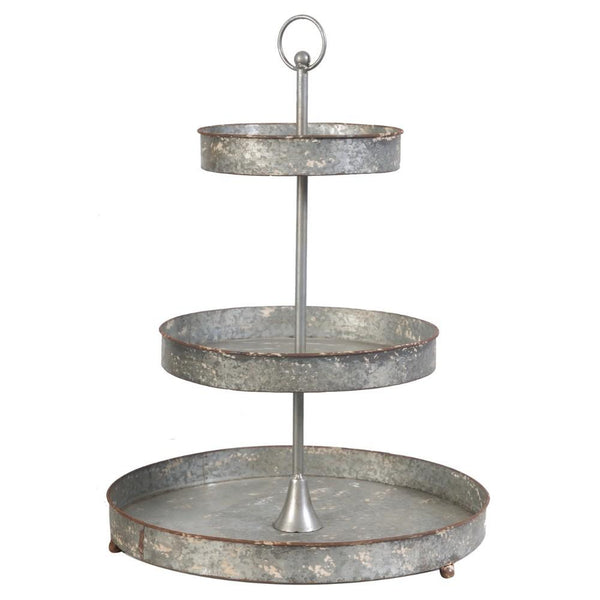 3-Tiered Metal Food Stand, Silver-Decorative Objects and Figurines-silver-metal-JadeMoghul Inc.