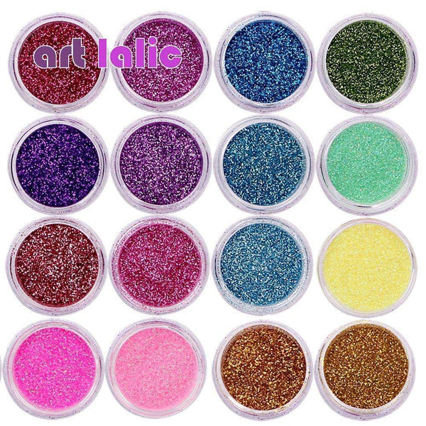30 Pcs Assorted Colors Nail Art Fine Glitter Powder Dust UV Gel Polish Acrylic Nail Tips Tools--JadeMoghul Inc.