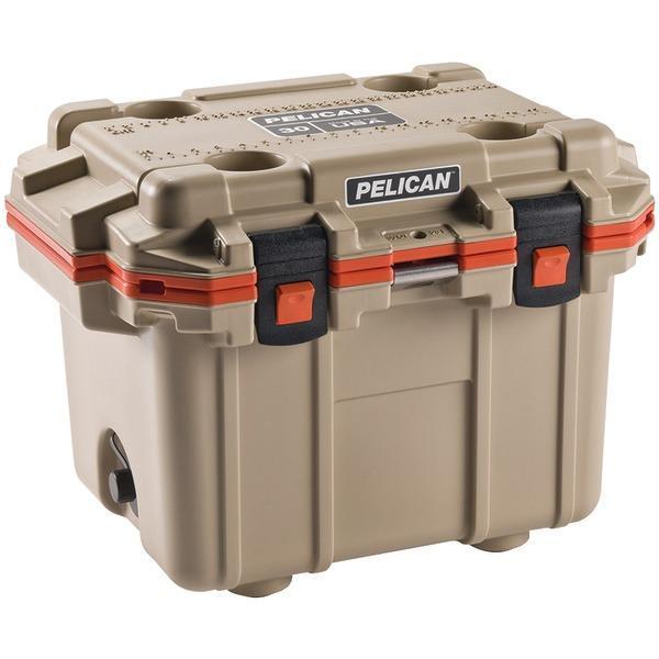 30-Quart Elite Cooler (Tan with Orange Trim)-Camping, Hunting & Accessories-JadeMoghul Inc.