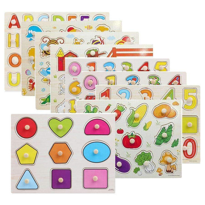 30cm Kid Early educational toys baby hand grasp wooden puzzle toy alphabet and digit learning education child wood jigsaw toy-A100-JadeMoghul Inc.