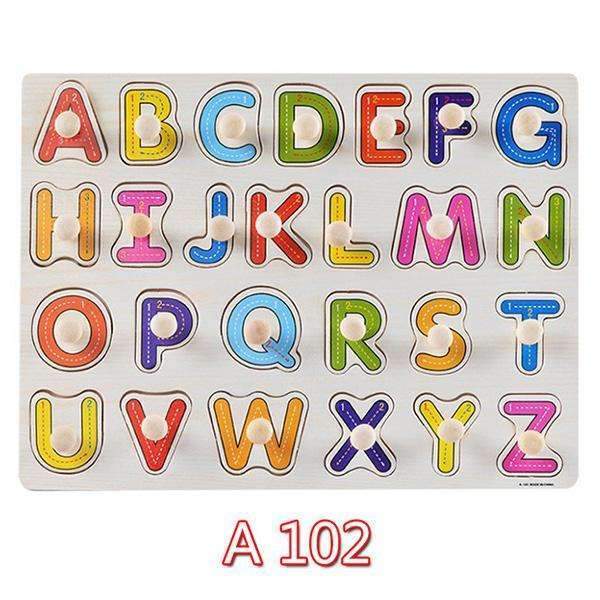 30cm Kid Early educational toys baby hand grasp wooden puzzle toy alphabet and digit learning education child wood jigsaw toy-A102-JadeMoghul Inc.