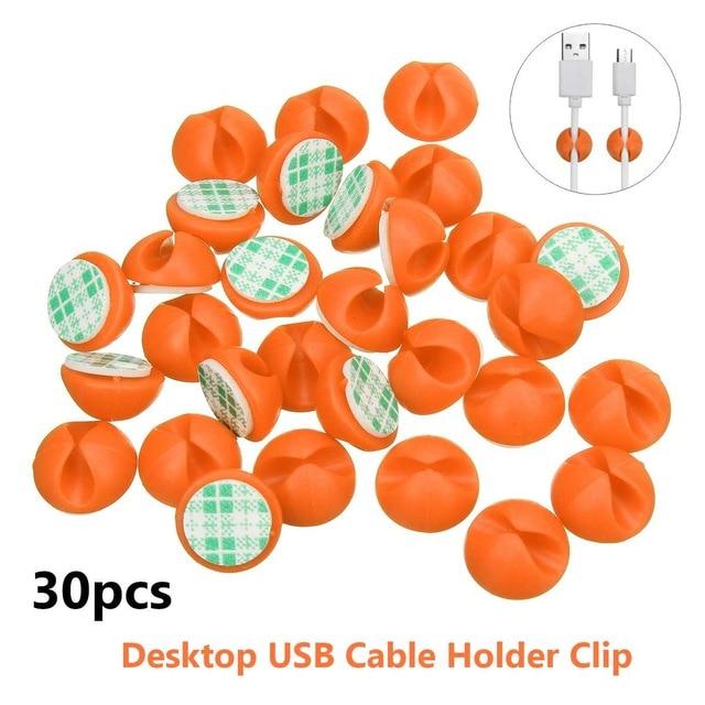 30pcs Car Desk Wall USB Wire Cable Line Fastener Clip Clips Holders  Organizer Retainer Clamp Clamps Tie Lines Fixed AExp