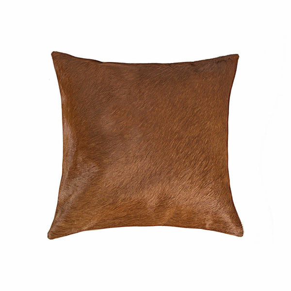 Pillow - 18" x 18" x 5" Brown Cowhide - Pillow