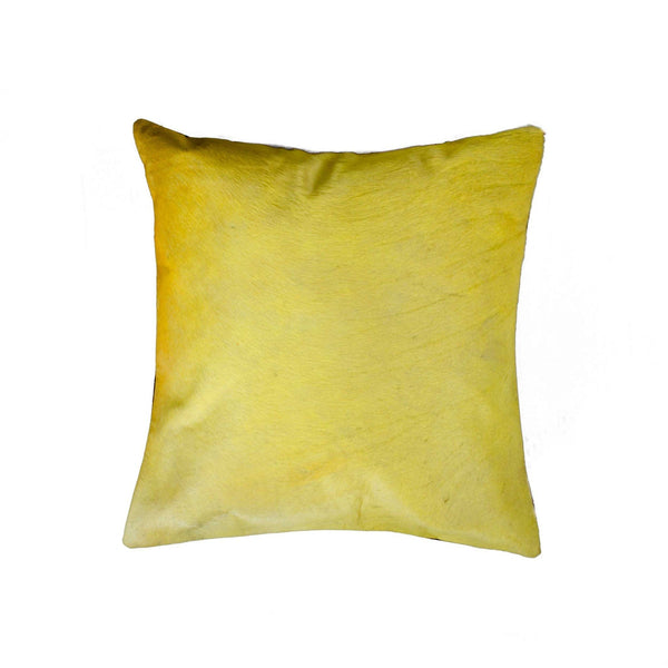 Pillow - 18" x 18" x 5" Yellow Cowhide - Pillow