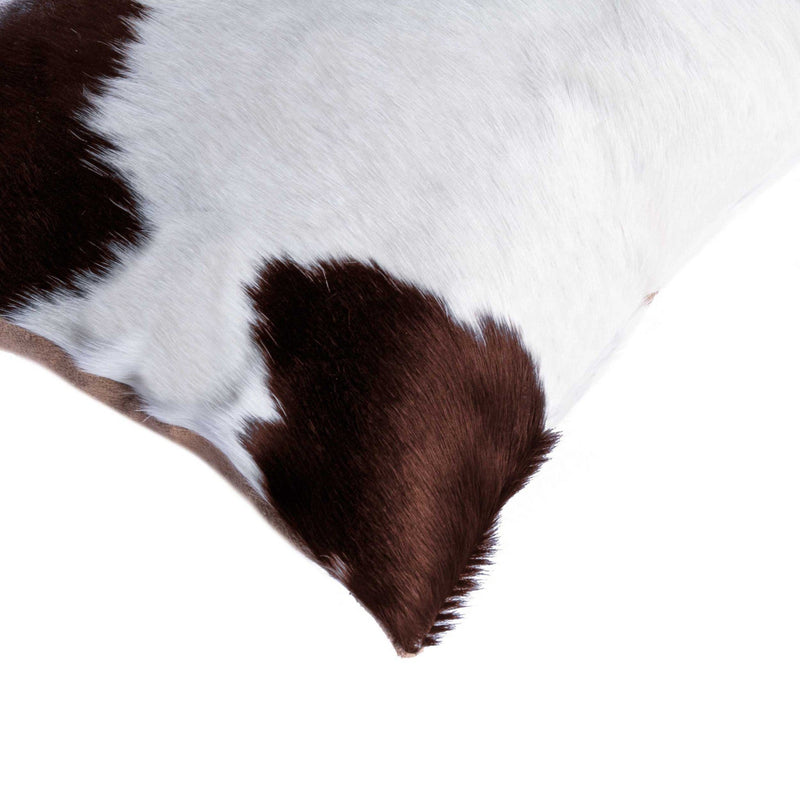 Pillow - 18" x 18" x 5" White And Brown Cowhide - Pillow