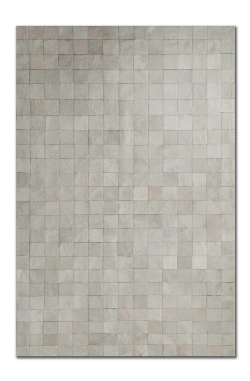 Grey Rug - 60" x 96" Gray, 4" Square Patches, Cowhide - Area Rug
