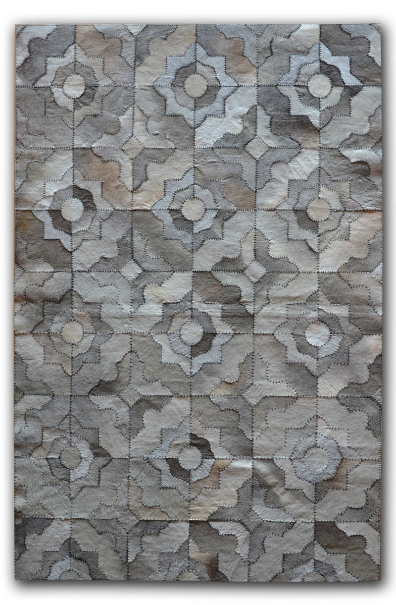 Grey Rug - 8" x 5" Gray Natural Stitched Cowhide - Area Rug
