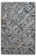 Grey Rug - 8" x 10" Gray, Natural Stitched Cowhide - Area Rug