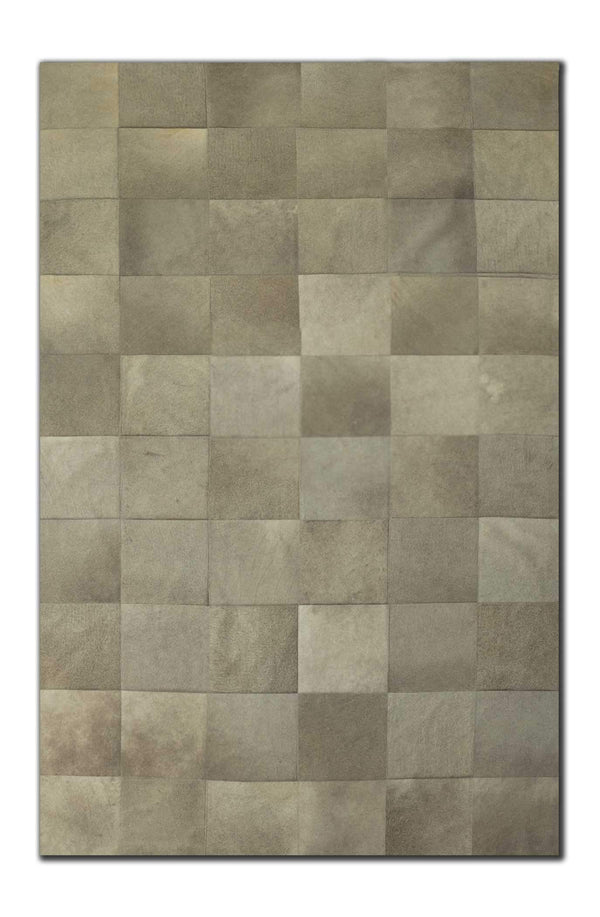 Grey Rug - 60" x 96" Gray, 10" Square Patches, Cowhide - Area Rug