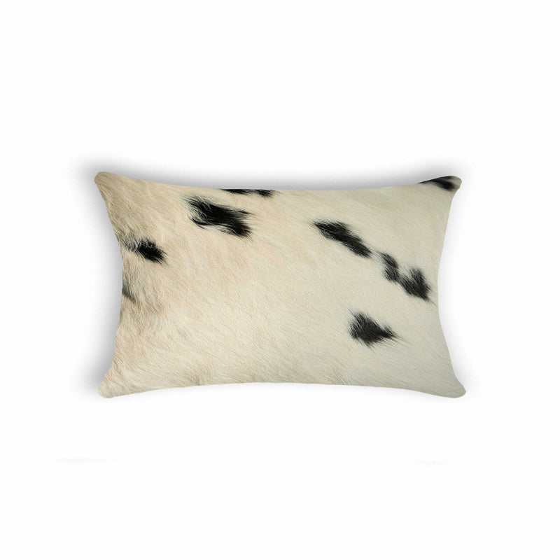 Black Throw Pillows - 12" x 20" x 5" White And Black Cowhide - Pillow