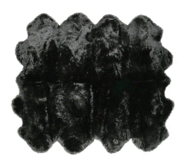 Black Rug - 72" x 72" x 2" Black, Octo Sheepskin - Area Rug