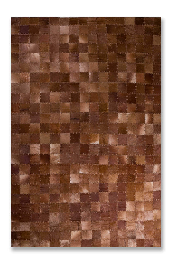 Cow Rug - 60" x 96" Chocolate, 4" Square Patches, Cowhide - Area Rug