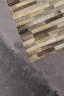 Grey Area Rug - 5' X 8' Mixed Gray Linear Cowhide Stitched Area Rug