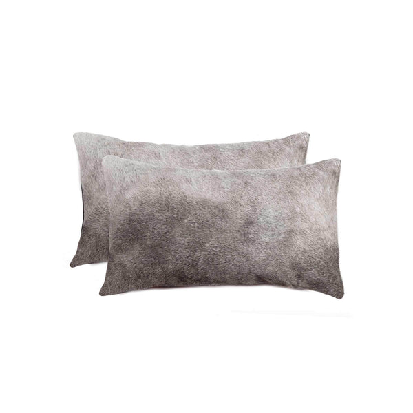 Best Pillow - 12" x 20" x 5" Gray, Cowhide - Pillow 2-Pack