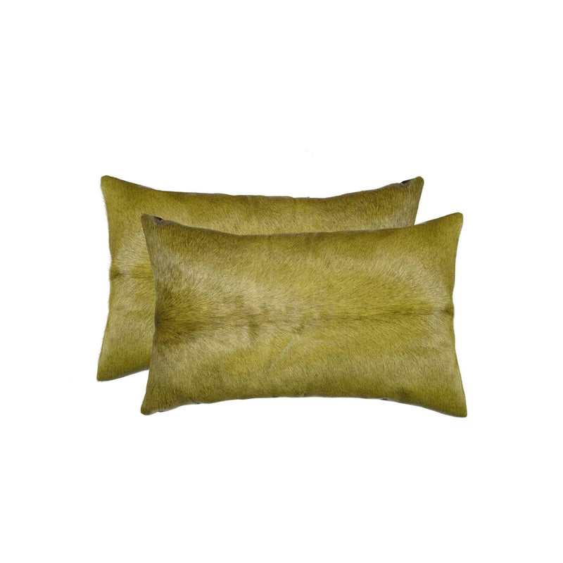 Best Pillow - 12" x 20" x 5" Lime, Cowhide - Pillow 2-Pack