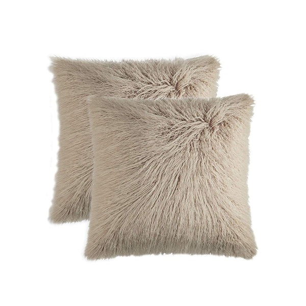 Decorative Pillows - 20" x 20" x 5" Tan Faux Sheepskin - Pillow