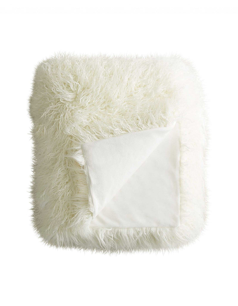 Faux Fur Throw - 50" x 70" x 2" Stone White Sheepskin Faux Fur Throw
