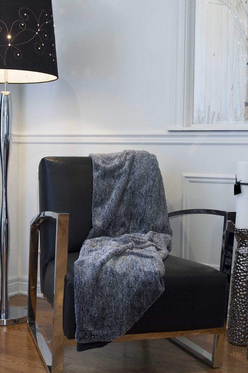 Faux Fur Throw - 50" x 70" x 2" Gray Mix, Faux Throw