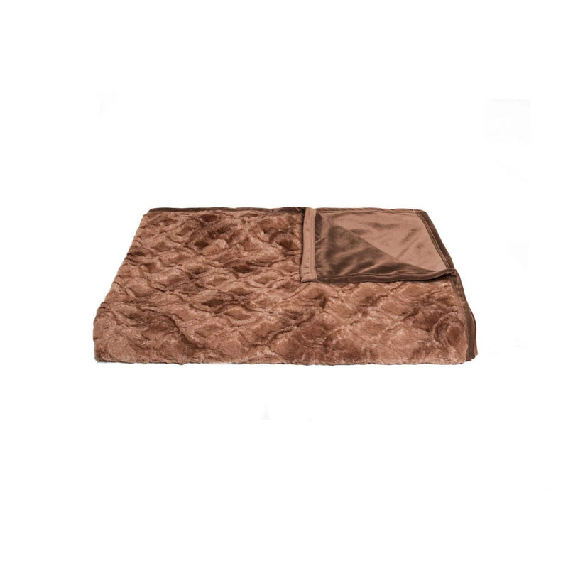Faux Fur Throw - 50" x 70" x 2" Brown Mink Faux Throw