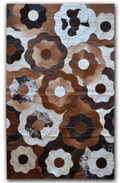 Cow Rug - 60" x 96" Tricolor, Fiori Natural, Stitched Cowhide - Area Rug