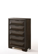 Chest Dresser - 34" X 17" X 51" Espresso Rubber Wood Chest