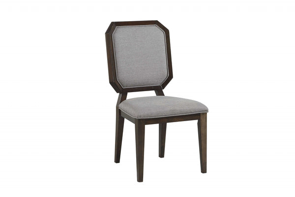 Corner Chair - 20" X 22" X 39" 2pc Gray Fabric And Tobacco Side Chair