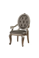 Armchairs and Accent Chairs - 24" X 24" X 42" 2Pc PU Leather & Antique Champagne Arm Chair