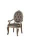 Armchairs and Accent Chairs - 24" X 24" X 42" 2Pc PU Leather & Antique Champagne Arm Chair