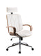Ergonomic Office Chair - 24" X 26" X 46-49" White Leatherette And Walnut Office Chair