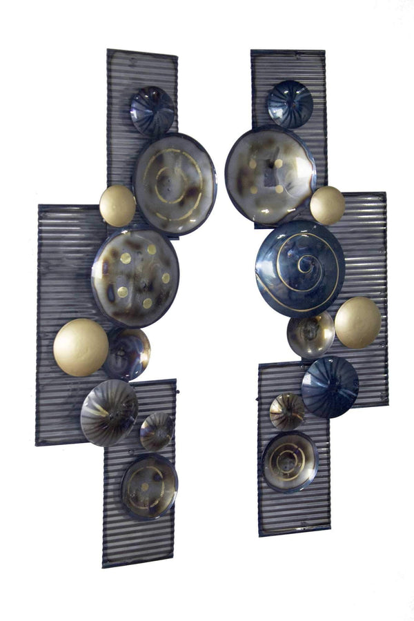 Metal Wall Decor - 18" X 8" X 43" Metallic Multi Color Metal Floating Shapes Wall D√©cor