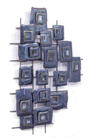 Metal Wall Decor - 44" X 6" X 32" Metallic Multi Color Metal Clustered Squares Wall D√©cor