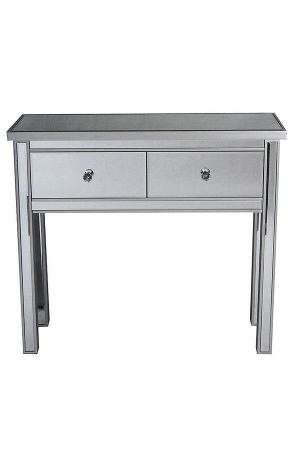 Console Table with Drawers - 41" X 19" X 15" Silver MDF, Wood, Mirrored Glass Console Table with  Drawers