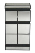 Black Mirror - 16" X 13" X 29" Black MDF, Wood, Mirrored Glass Cabinet with a Drawer and a Door