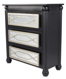 Black Mirror - 35" X 17" X 37" Black W/ Silver MDF, Wood, Mirrored Glass Accent Cabinet with  drawers and Mirrored Glass