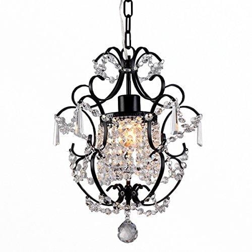 Bedroom Chandeliers - Ava 1-light Black 11-inch Crystal Chandelier