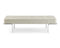 Entryway Bench - Bench, Taupe Faux Leather, Polished Stainless Steel Frame.