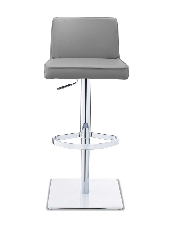 Bar Stools - 18" X 20" X 32"/41" Gray Faux Leather Bar Stool