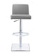Bar Stools - 18" X 20" X 32"/41" Gray Faux Leather Bar Stool