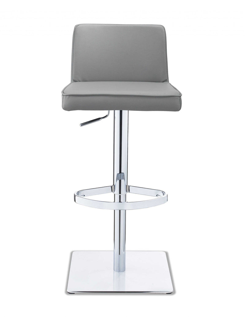Bar Stools - 18" X 20" X 32"/41" Gray Faux Leather Bar Stool
