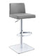 Bar Stools - 18" X 20" X 32"/41" Gray Faux Leather Bar Stool