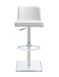 Bar Stools - 18" X 20" X 32"/41" White Faux Leather Bar Stool