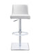 Bar Stools - 18" X 20" X 32"/41" White Faux Leather Bar Stool
