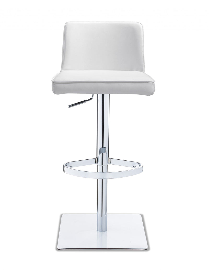 Bar Stools - 18" X 20" X 32"/41" White Faux Leather Bar Stool