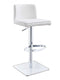 Bar Stools - 18" X 20" X 32"/41" White Faux Leather Bar Stool
