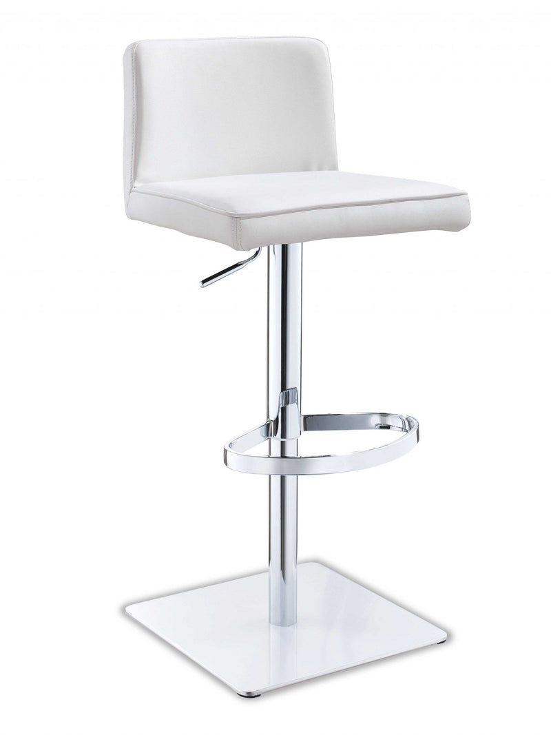 Bar Stools - 18" X 20" X 32"/41" White Faux Leather Bar Stool